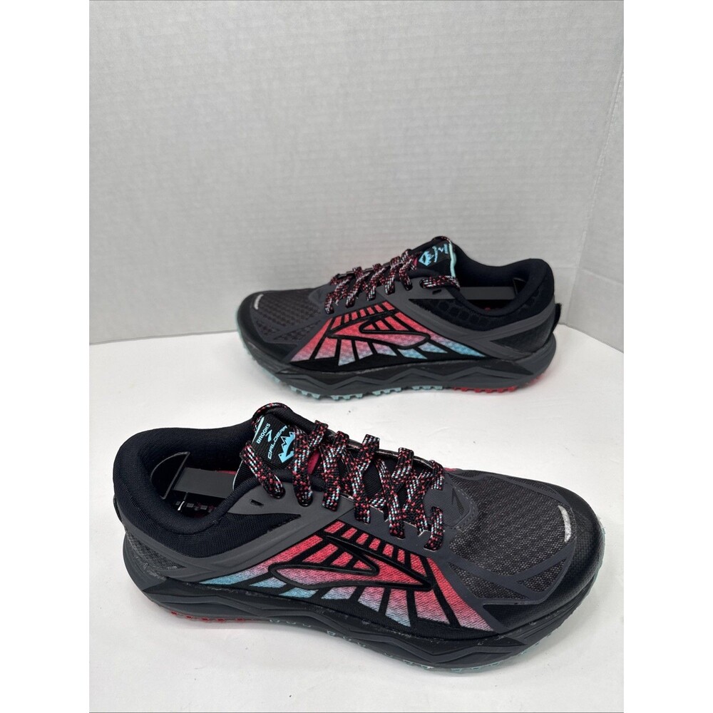 Brooks Caldera Women’s 7.5 Trail Running Shoes Black Pink Aqua 1202321B065